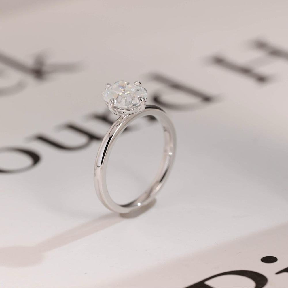 9k white gold 1.5 ct old European cut
cushion solitaire moissanite ring - Picture 5 of 5